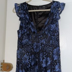 Lulus Navy Blue Lace ruffled tiered maxi dress